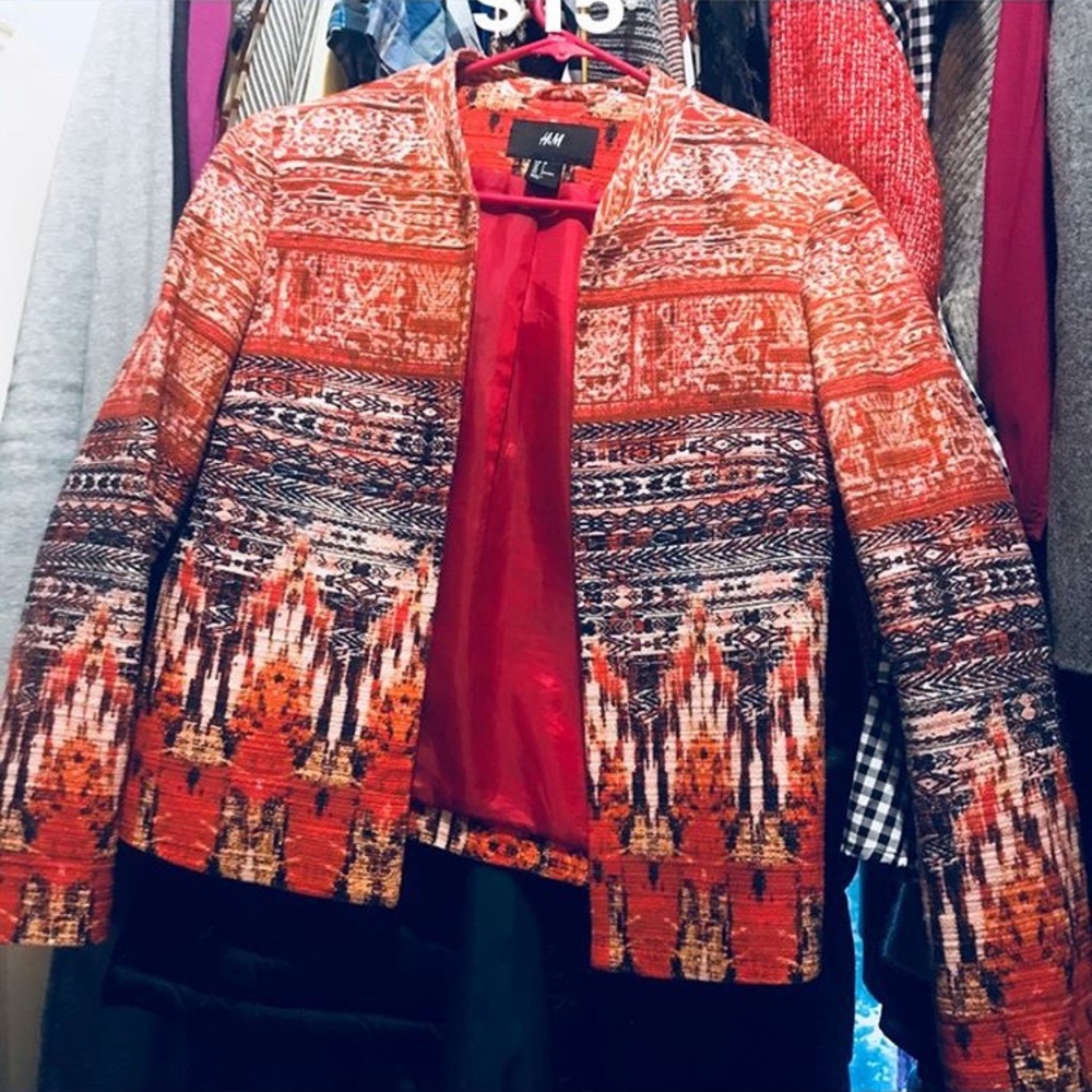 Red printed jacket. From hm